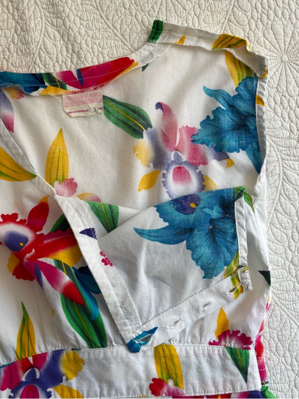 Vintage 1990s OP OCEAN PACIFIC Floral Cotton Romper / S - Picture 15 of 16